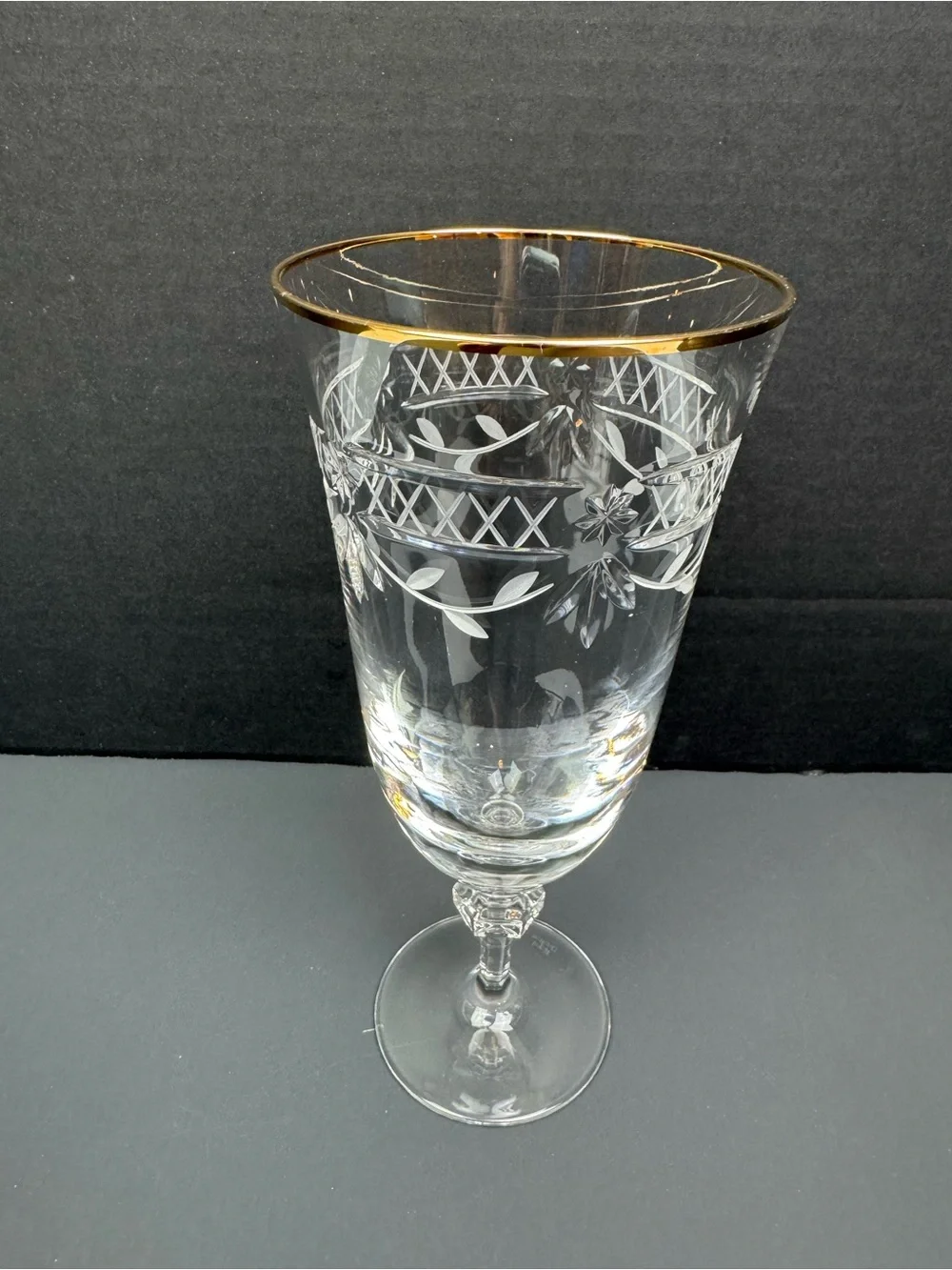 Vintage Pair ( 2) Royal Doulton Crystal Glass Wellesley Iced Beverage Gold Rim D